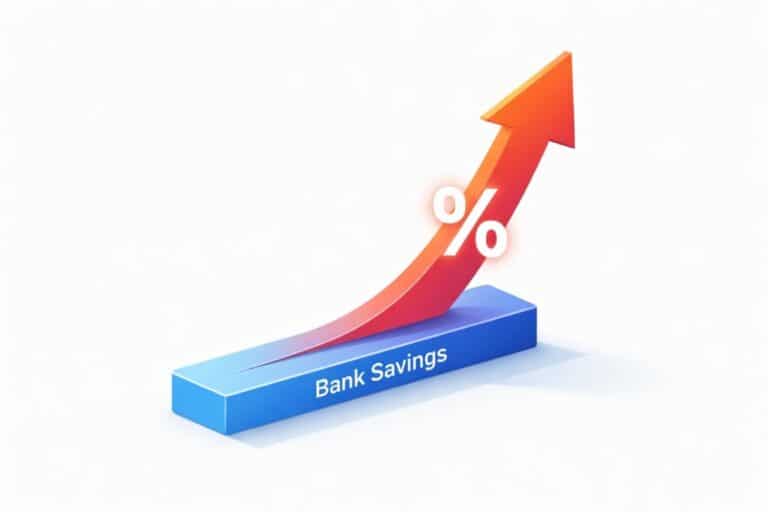 Minimalist 3D chart comparing low bank savings returns with rising inflation, highlighting how to protect against inflation and why traditional savings fail to beat inflation in India.