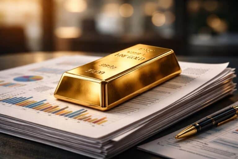 Close-up image of a gold bar placed on financial charts, illustrating gold vs inflation in India and why gold is considered a safe inflation hedge investment during rising prices.